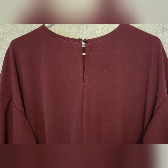 Burgundy Ankle Length Oversized Dress Balloon Sleeve XL Minimal Chic NWOT - Picture 3 of 8